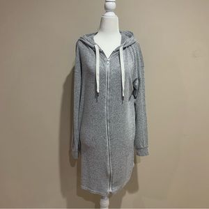 Forever21 Long, Soft, Gray Full-Zip Hooded Cardigan